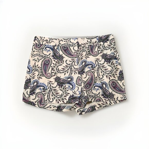 Loft Shorts Womens 6 Cream Paisley Print Summer Casual Day Out Modern Riviera - Picture 1 of 5